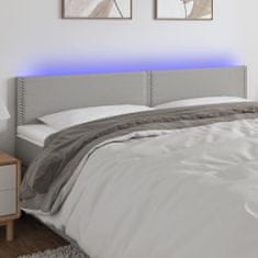 Vidaxl Čelo postele s LED bledosivé 160x5x78/88 cm látka