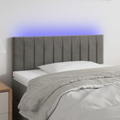 Vidaxl Čelo postele s LED bledosivé 90x5x78/88 cm zamat