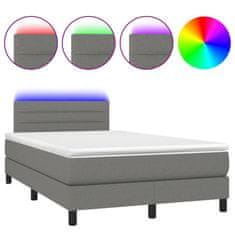 Petromila vidaXL Boxspring posteľ s matracom a LED, tmavosivá 120x190 cm, látka