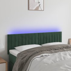 Vidaxl Čelo postele s LED tmavozelené 144x5x78/88 cm zamat