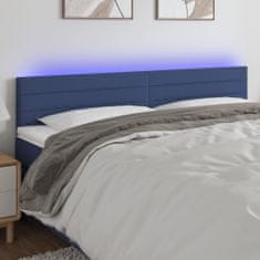 Vidaxl Čelo postele s LED modré 160x5x78/88 cm látka