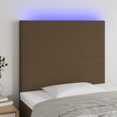 Vidaxl Čelo postele s LED tmavohendé 90x5x118/128 cm látka