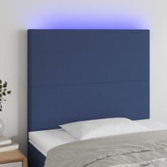 Vidaxl Čelo postele s LED modré 80x5x118/128 cm látka