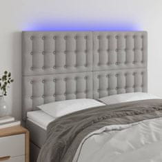 Vidaxl Čelo postele s LED bledosivé 147x16x118/128 cm látka