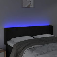 Vidaxl Čelo postele s LED čierne 147x16x78/88 cm zamat