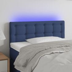 Vidaxl Čelo postele s LED modré 90x5x78/88 cm látka