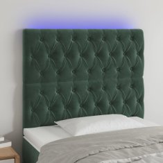 Vidaxl Čelo postele s LED tmavozelené 90x7x118/128 cm zamat