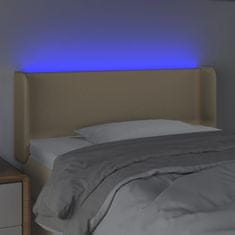 Vidaxl Čelo postele s LED krémové 103x16x78/88 cm látka