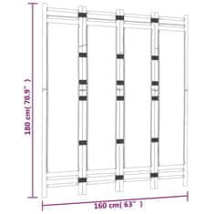 Vidaxl Skladací 4-panelový paraván 160 cm bambus a plátno