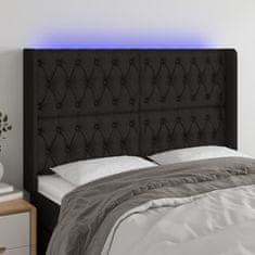 Vidaxl Čelo postele s LED čierne 147x16x118/128 cm látka