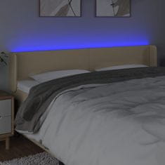 Vidaxl Čelo postele s LED krémové 163x16x78/88 cm látka