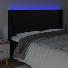 Vidaxl Čelo postele s LED čierne 203x16x118/128 cm umelá koža