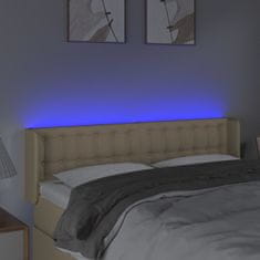 Vidaxl Čelo postele s LED krémové 147x16x78/88 cm látka