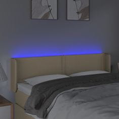 Vidaxl Čelo postele s LED krémové 147x16x78/88 cm látka