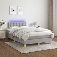 Petromila vidaXL Boxspring posteľ s matracom a LED, svetlosivá 120x190 cm, látka