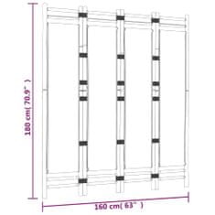 Vidaxl Skladací 4-panelový paraván 160 cm bambus a plátno