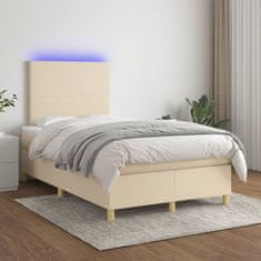 Petromila vidaXL Boxspring posteľ s matracom a LED krémová 120x190 cm látka