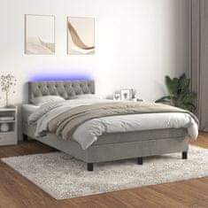 Petromila vidaXL Boxspring posteľ s matracom a LED, svetlosivá 120x190 cm, látka