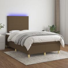 Petromila vidaXL Boxspring posteľ s matracom a LED tmavohnedá 120x190 cm látka