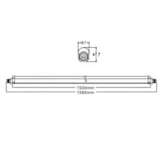 Asalite ASAL0270 LED prachotesné svietidlo 150 cm 50 W IP65 Farba svetla (K): 4000