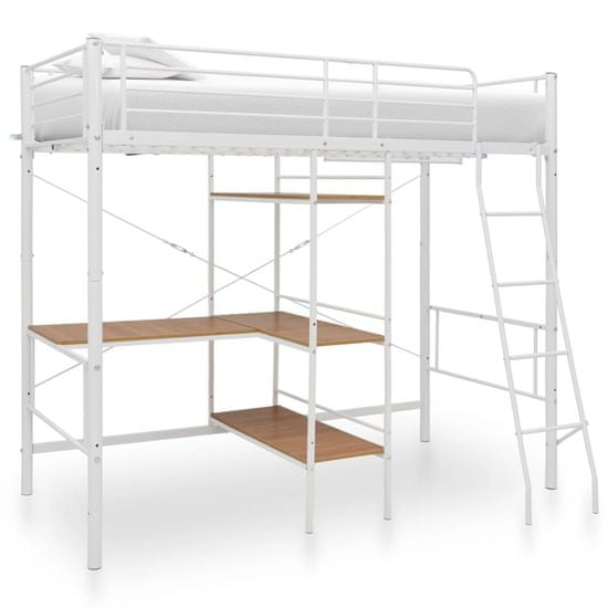 Vidaxl Poschodová posteľ s rámom stola 90x200 cm kovová