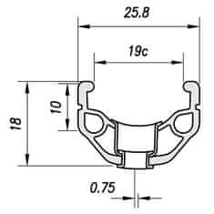 Mach1 ráfik 26&quot; 210 V-brake 36dier/1nit strieborný