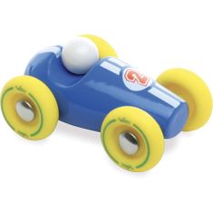 Vilac Dřevěné závodní mini auto 1 ks číslo modré se žlutými koly