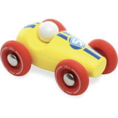 Vilac Dřevěné závodní mini auto 1 ks číslo modré se žlutými koly