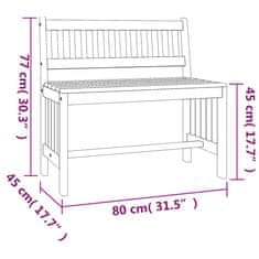 Vidaxl Záhradná lavička 80 cm eukalyptový masív