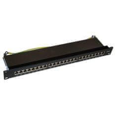 XtendLan Patch panel 19", 24 portov RJ-45, CAT6, tienený, kovový kryt