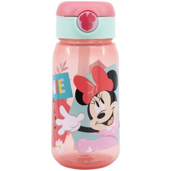 Stor Plastová fľaša na pitie so slamkou a viečkom Minnie Mouse