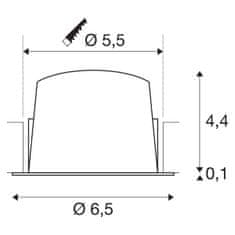 SLV BIG WHITE NUMINOS XS zápustné stropné svietidlo biele/chróm 3000 K 55° 1005534