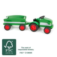 Small foot by Legler Small Foot Drevený traktor s vlečkou zelený