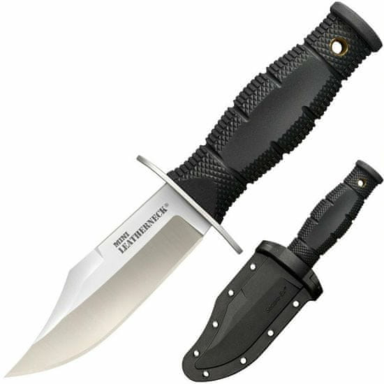 Cold Steel 39LSAB Mini Leatherneck Clip Point menší nôž na krk 9cm, čierna, Kraton, puzdro Secure Ex