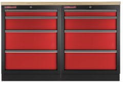 AHProfi Zostava kvalitných PROFI RED dielenských skriniek s pracovnou doskou - RTGS1300BAL10 Red