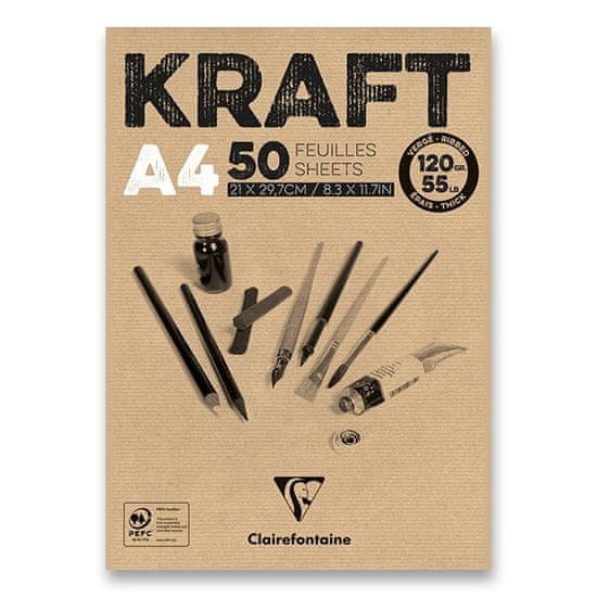 Clairefontaine Blok Brown Kraft A4, 50 listov, 120 g