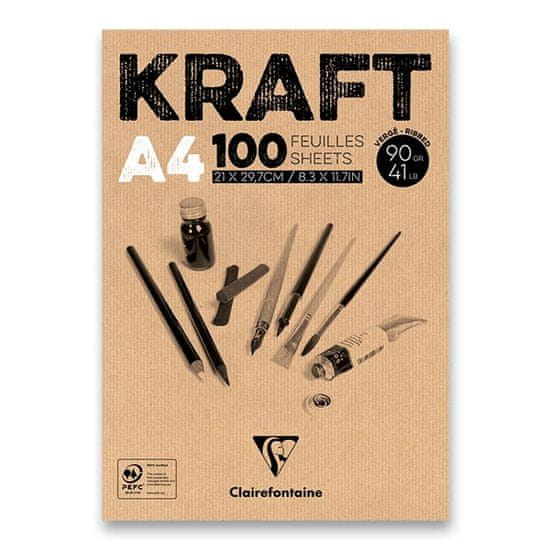 Clairefontaine Blok Brown Kraft A4, 100 listov, 90 g