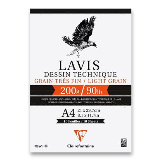 Clairefontaine Blok Lavis Technical drawing A4, 10 listov, 200 g