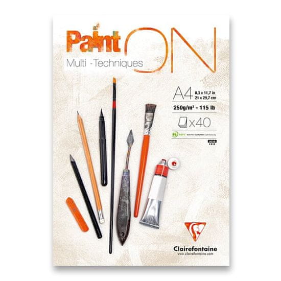 Clairefontaine Blok Paint on White A4, 40 listov, 250 g