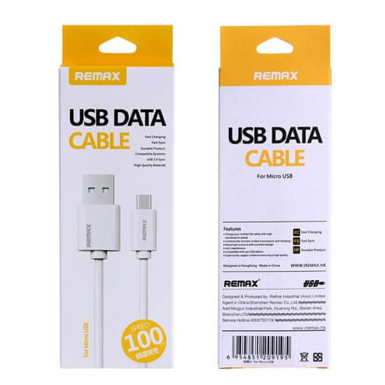 REMAX Micro Usb dátový kábel 1m bielej farby