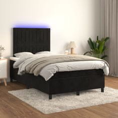 Petromila vidaXL Boxspring posteľ s matracom a LED, čierna 120x190 cm, zamat