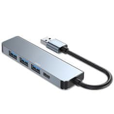 Tech-protect V0 HUB adaptér 4x USB / USBC-C, šedý