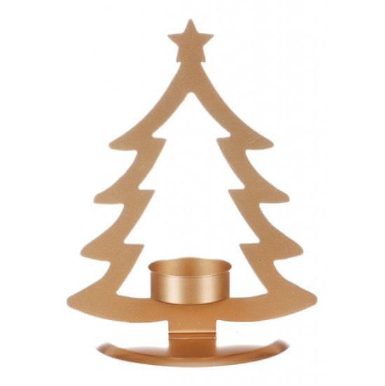 Autronic Svietnik kovový v tvare stromčeka, na čajovú sviečku, matná zlatá. CP151094-ZLATA