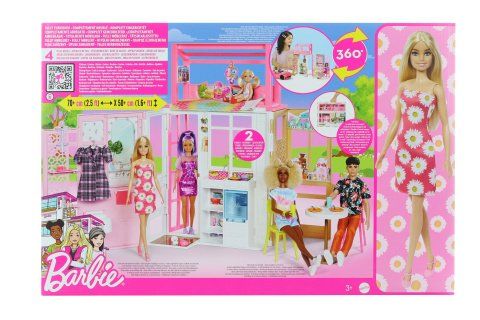 Barbie dom s bábikou a šteniatkom herný set HCD48