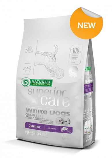 Nature's Protection Krmivo pre psa Superior care white dog GF junior salmon all breed 1,5 kg