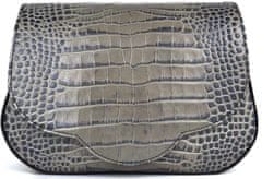 VegaLM Kožená kabelka crossbody s dezénom krokodíla v šedej farbe