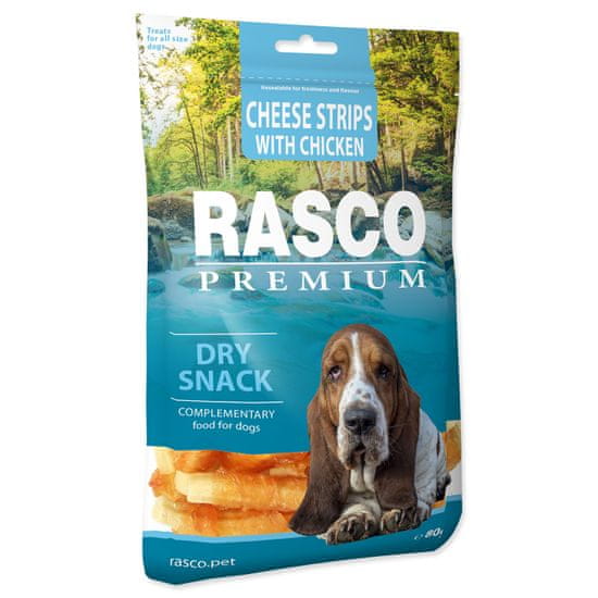 RASCO PREMIUM Pochoutka proužky sýru obalené kuřecím masem 80 g