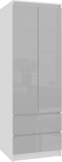 Akord Šatníková skriňa Star 60 cm biela/šedá lesklá