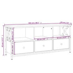 Vidaxl TV skrinka sivá sonoma 102x33x45 cm kompozitné drevo a železo