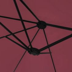 Vidaxl Slnečník s dvojitou strieškou a LED brodovo-červený 449x245 cm